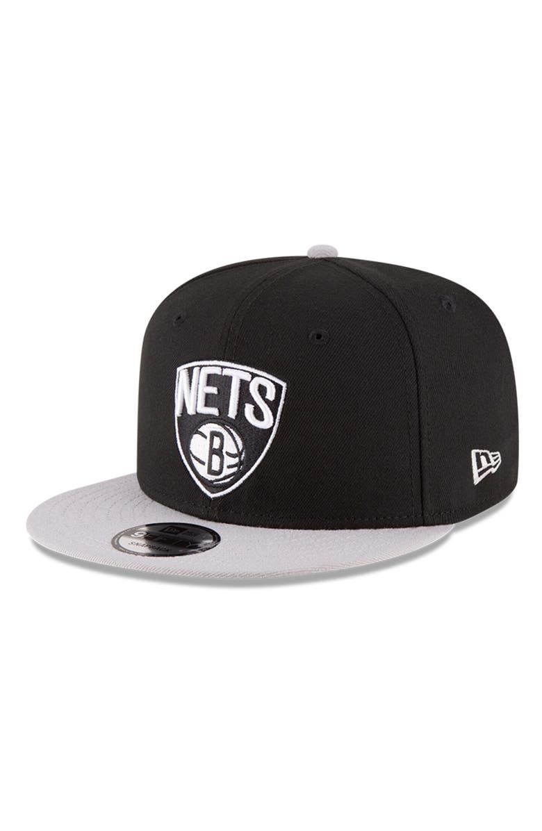 New Era Men's New Era Black/Gray Brooklyn Nets 2-Tone 9FIFTY Adjustable Snapback Hat, Main, color,