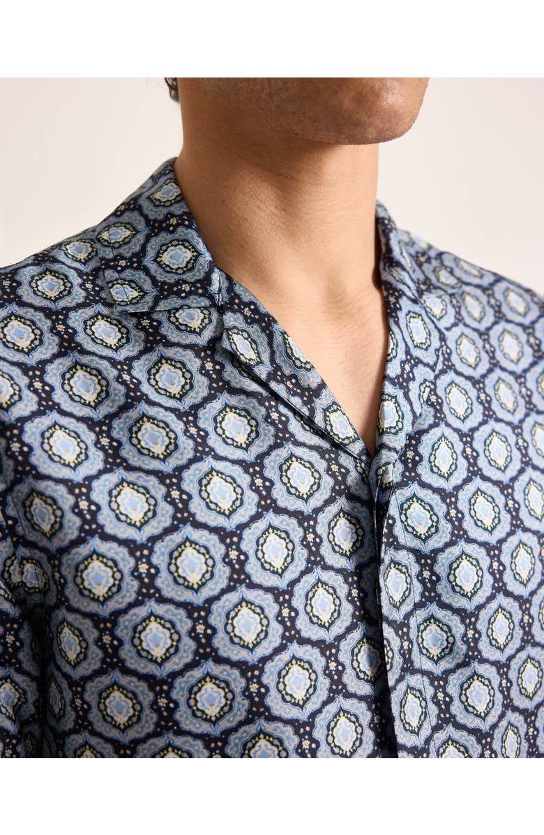 Orlebar Brown Maitan Silk Relaxed Fit Silk Passetto Shirt, Alternate, color, Night Iris