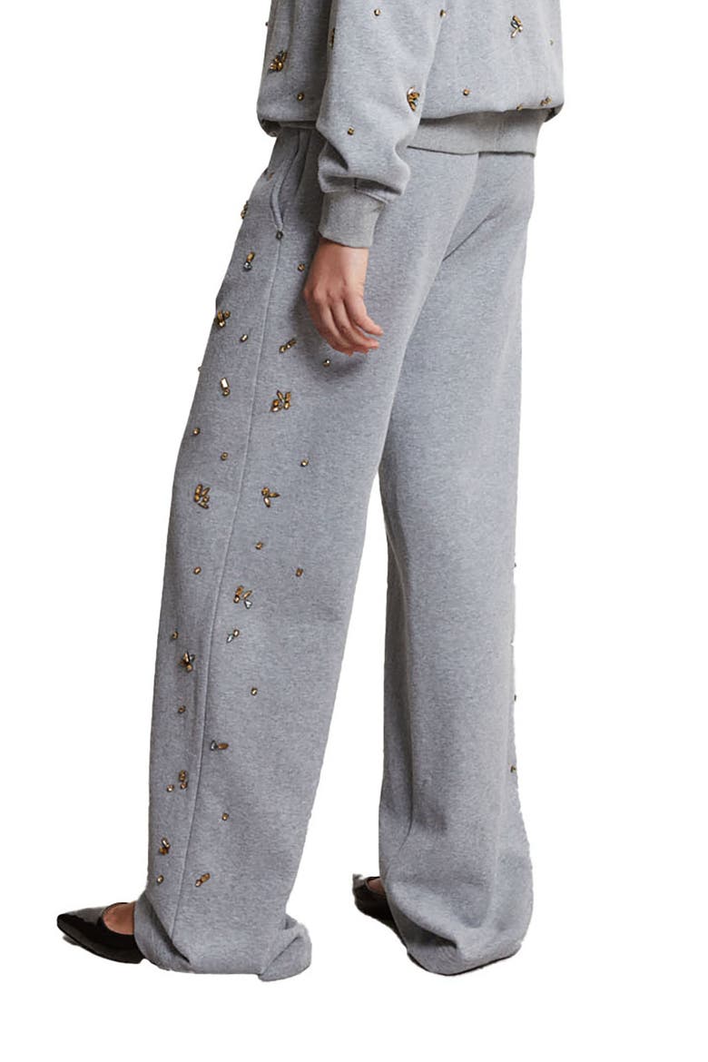 Cotton Jogger Trousers With Strass And Drawstring, Alternate, color, Grey