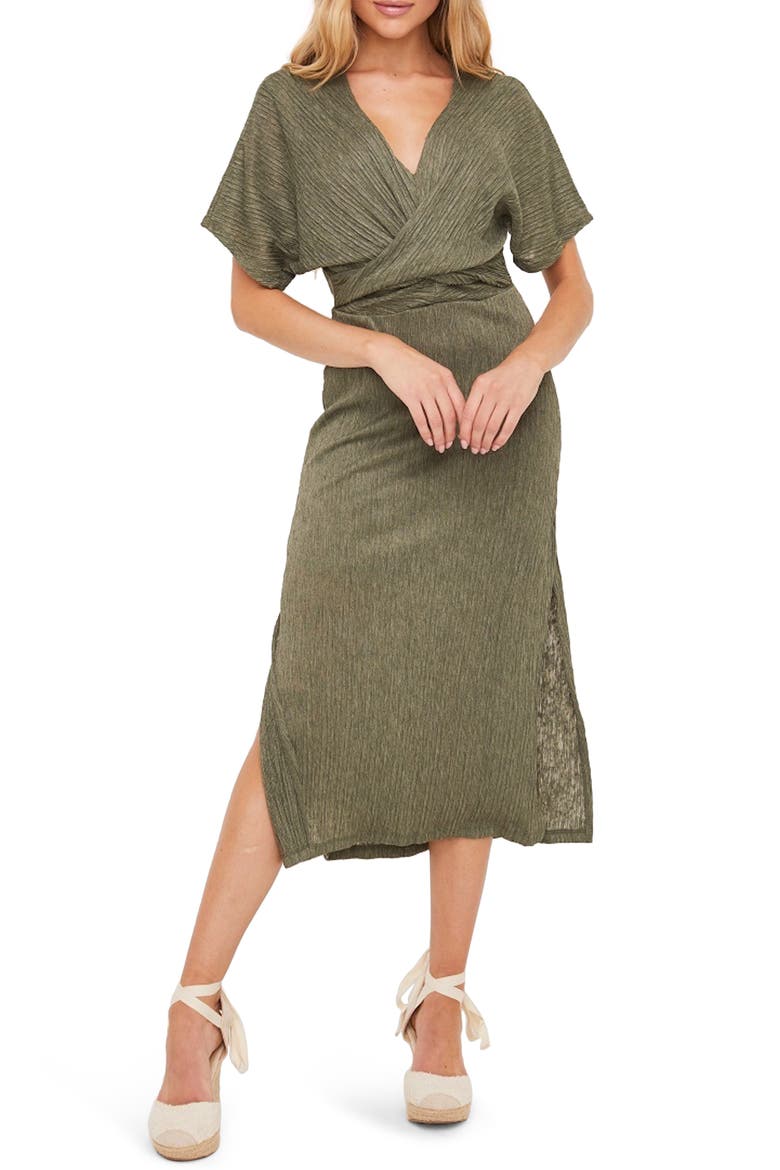 Phoebe V-Neck Midi Dress, Main, color, OLIVE