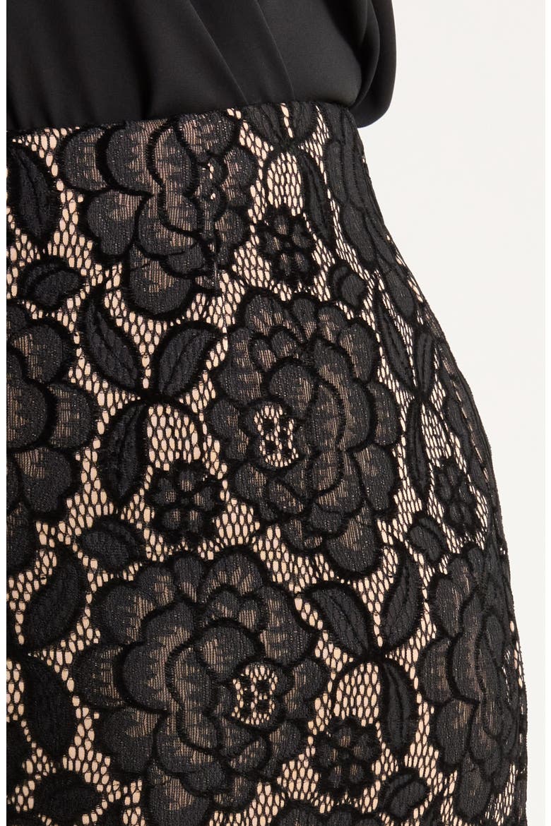 Bonded Lace Miniskirt, Alternate, color, BLACK NUDE