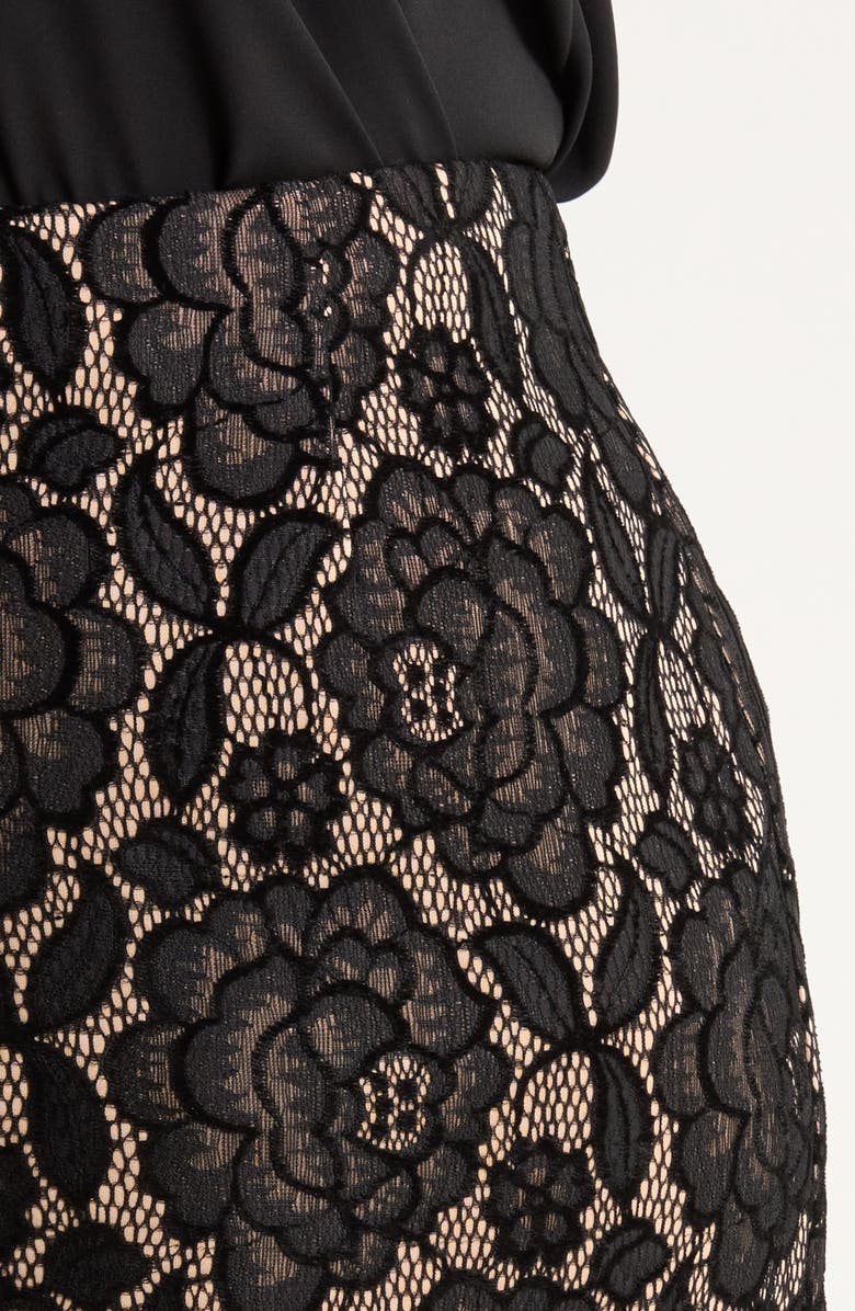 Tahari ASL Bonded Lace Miniskirt, Alternate, color, Black Nude