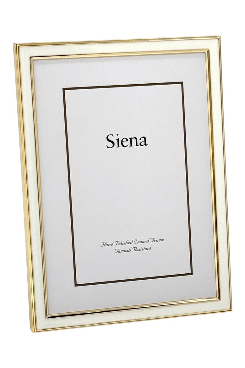 Enamel & Goldtone Border 5" x 7" Picture Frame, Main, color, WHITE