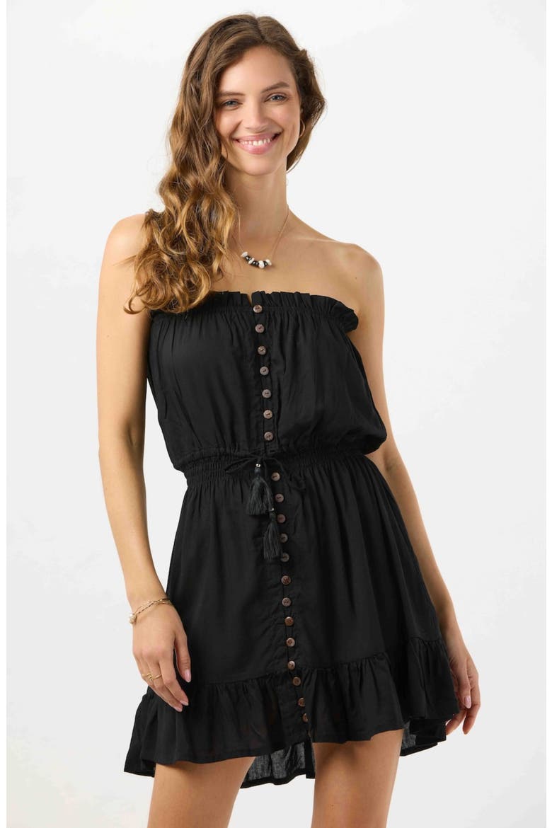 Ryden Tie Dye Strapless Dress, Alternate, color, BLACK