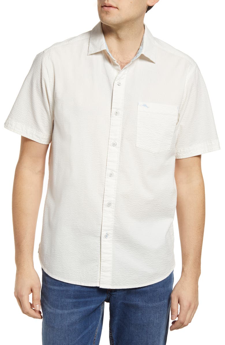 Tommy Bahama Men's Nova Wave Stretch Short Sleeve Seersucker Button-Up Shirt, Main, color,