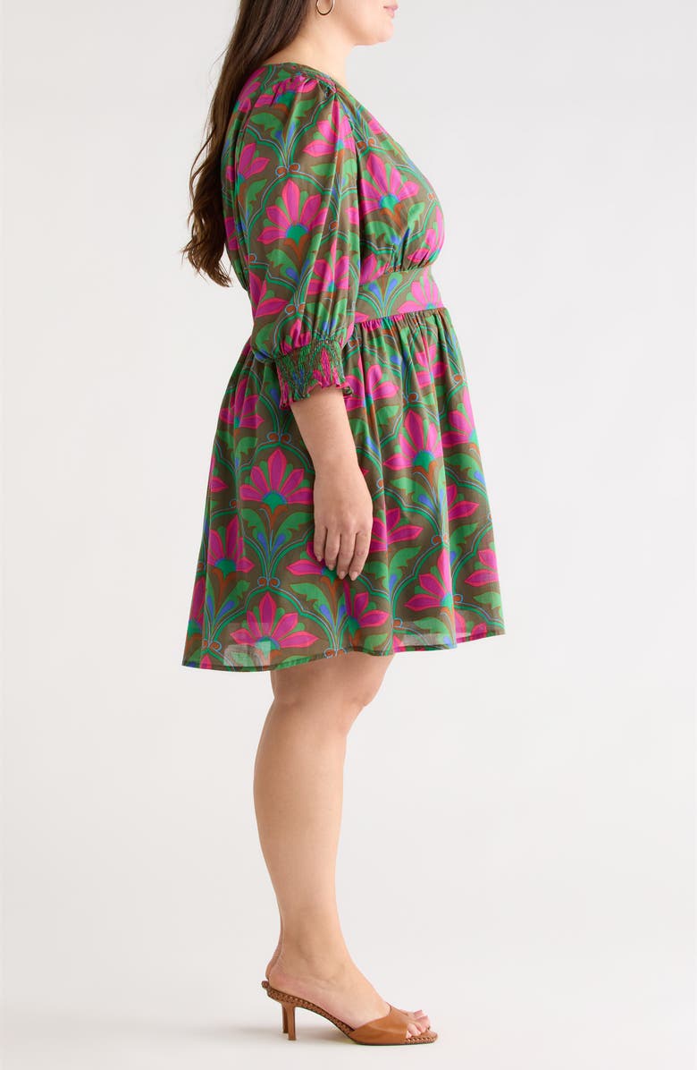 SUGARLIPS Evanna Floral Print Long Sleeve Dress, Alternate, color, Kelly-Green-Pink