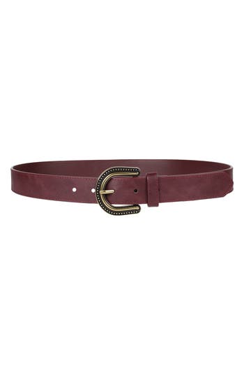 Linea Pelle Western Buckle Belt In Burgundy