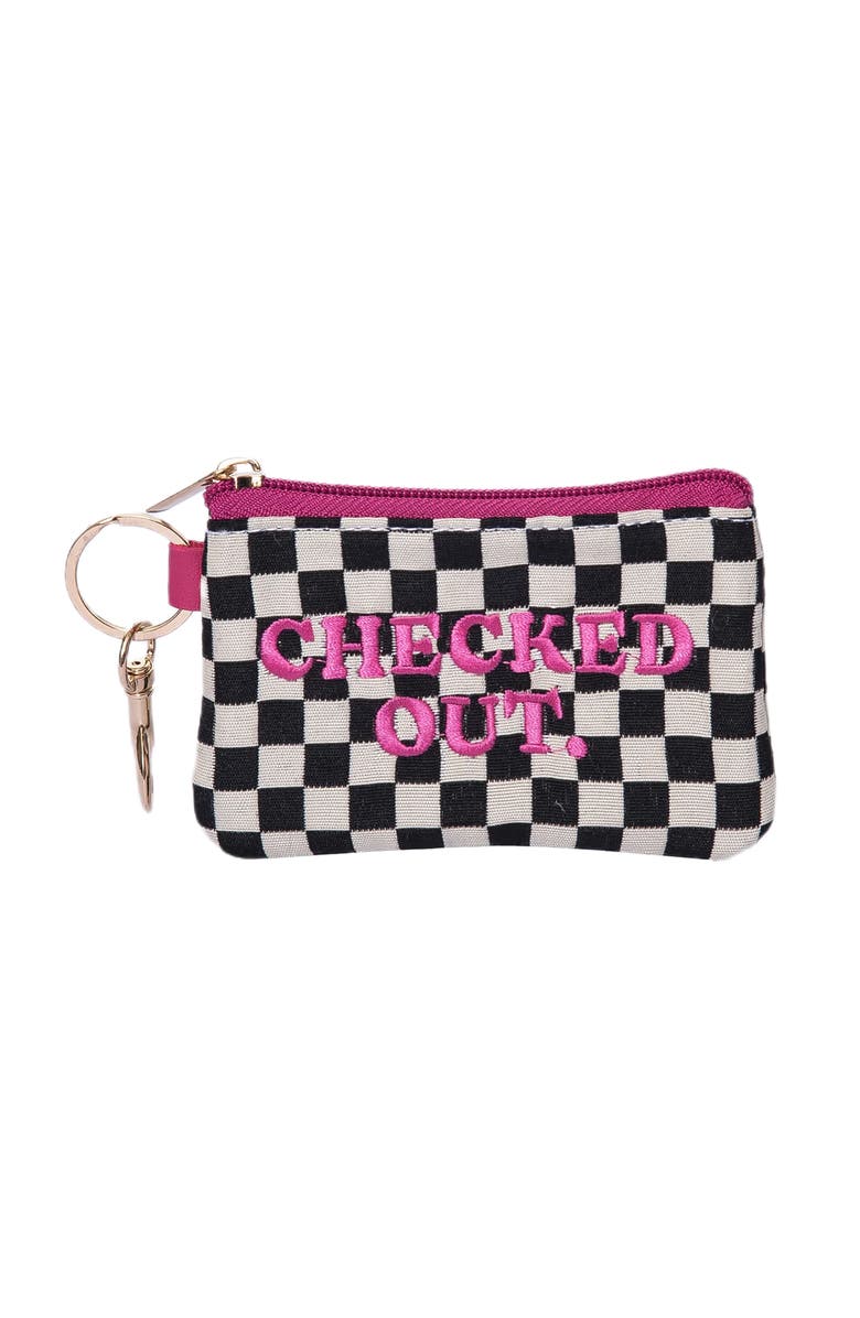 Totalee Gift Checked Out Checkered Zip Wallet Polyester Black, Main, color, Black