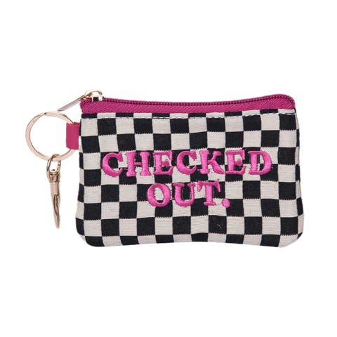 Checked Out Checkered Zip Wallet Polyester Black
