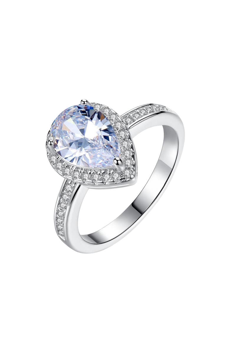 DLORIA Halo Pear Cut Ring Cubic Zirconia, Main, color, 