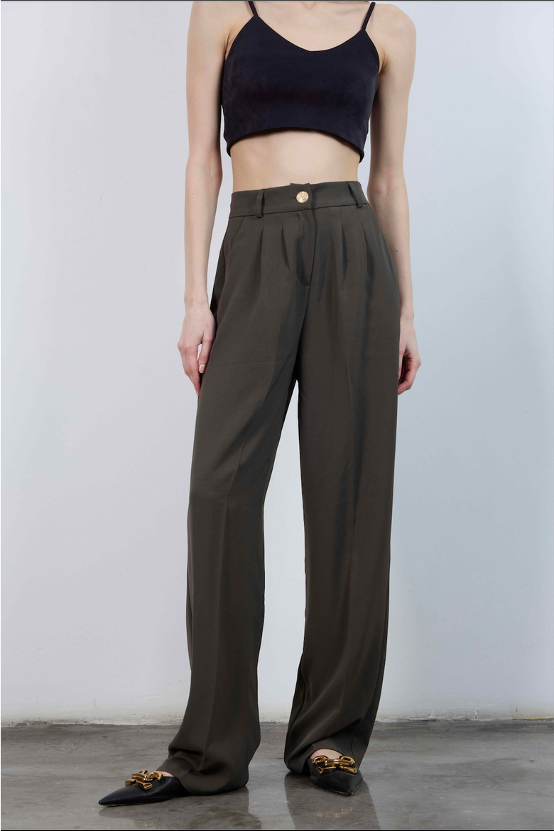 Elara High-Waist Pleated Wide-Leg Trousers, Alternate, color, Brown