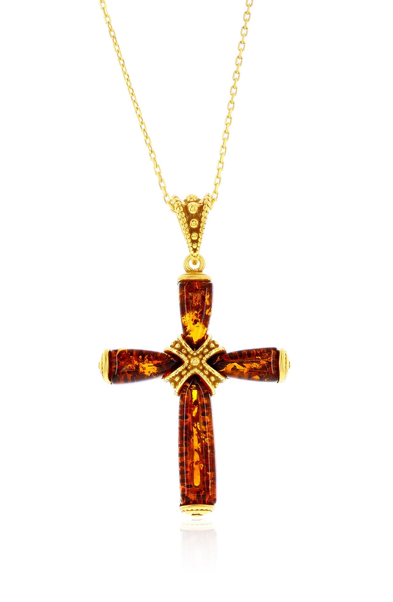 SIMONA Marquise Cut Amber Cross Pendant Necklace