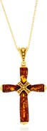 SIMONA Marquise Cut Amber Cross Pendant Necklace