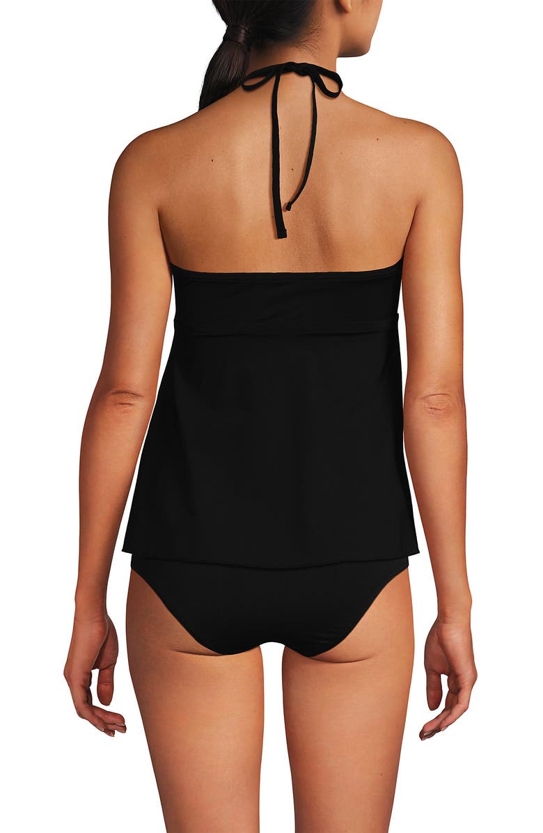 Lands' End Flutter High Neck Halter Tankini Top, Alternate, color, Black