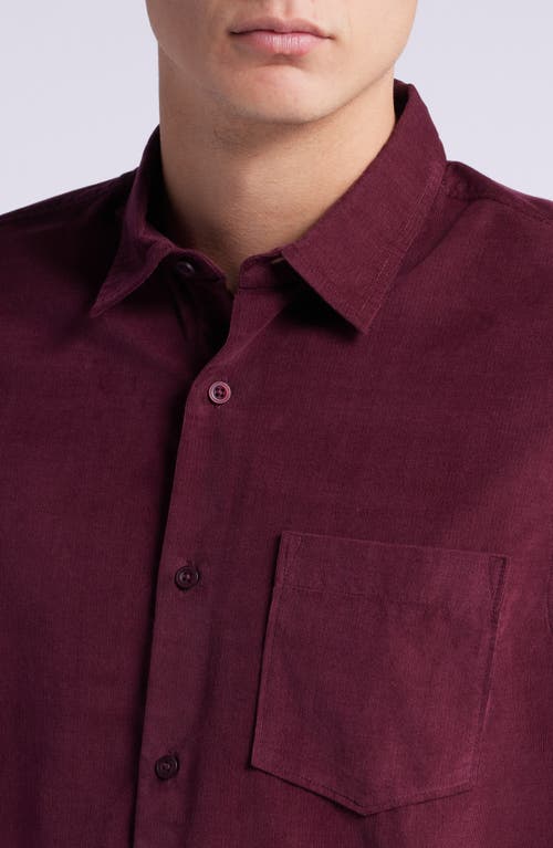 Nordstrom Trim Fit Fine Wale Corduroy Button-up Shirt In Burgundy