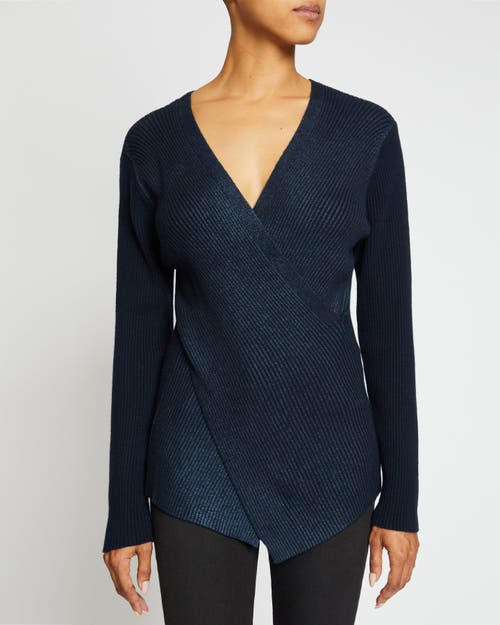 Santorelli Stacy Crossover V-neck Sweater In Space Blue