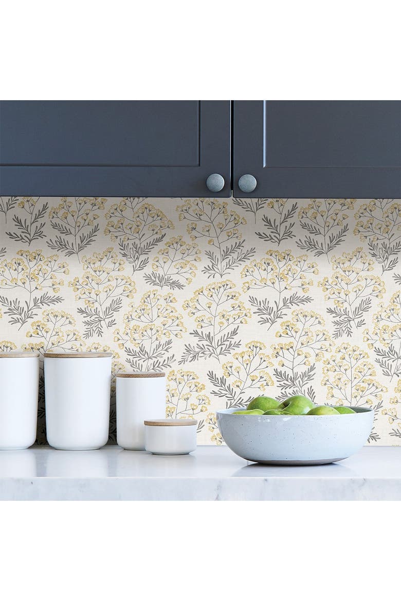 Yellow Wethersfield Peel & Stick Wallpaper, Alternate, color, YELLOW