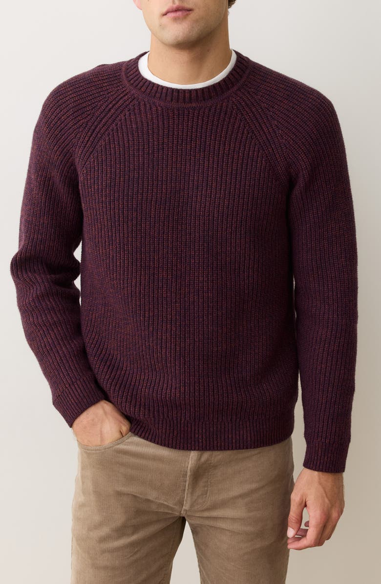 Marine Layer Inverness Rib Crewneck Sweater, Main, color, Sangria/ Veneer
