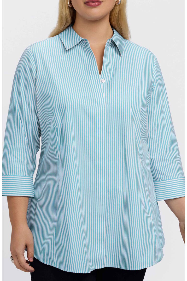 Cici Stripe Cotton Tunic Blouse, Main, color, CAPRI BLUE/ WHITE