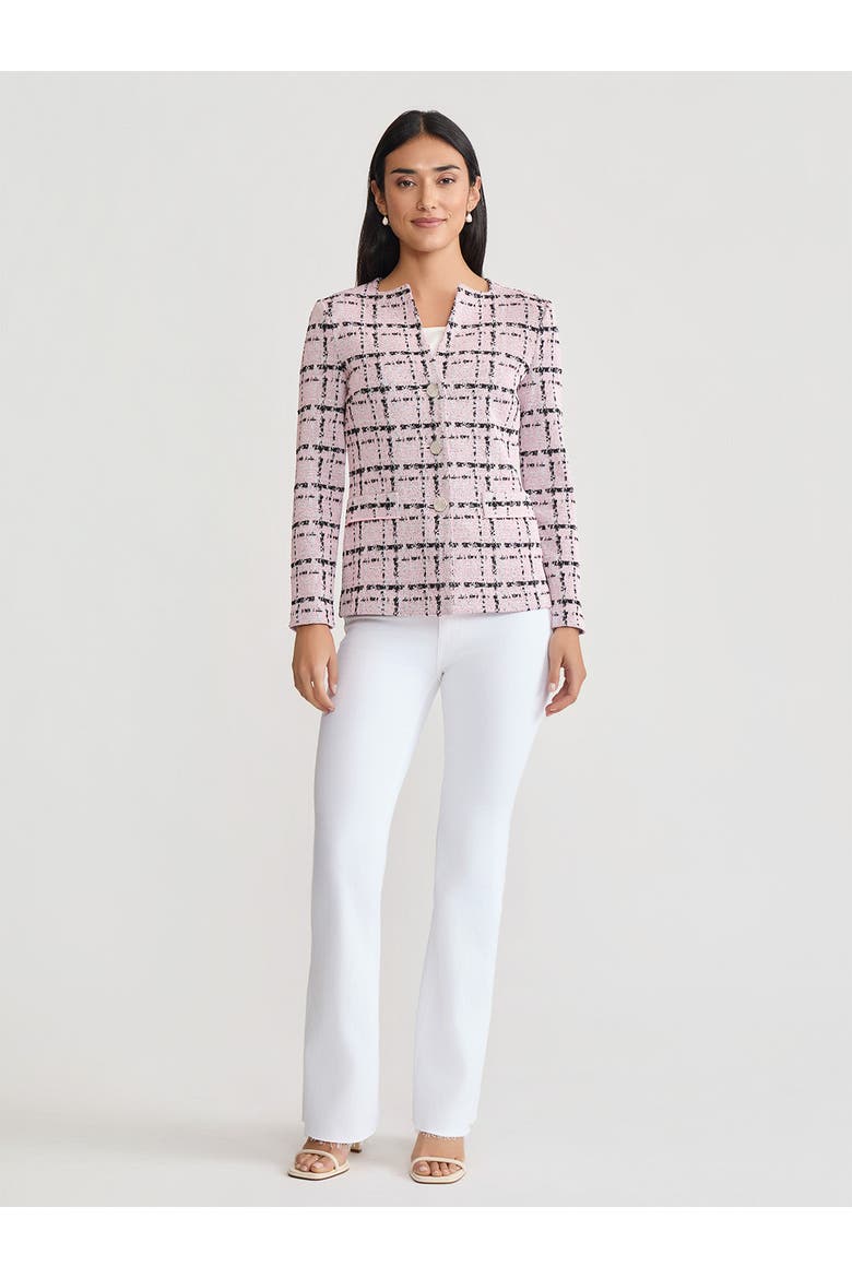 Tailored Plaid Jacquard Knit Jacket, Main, color, Cherry Blossom/White/Black