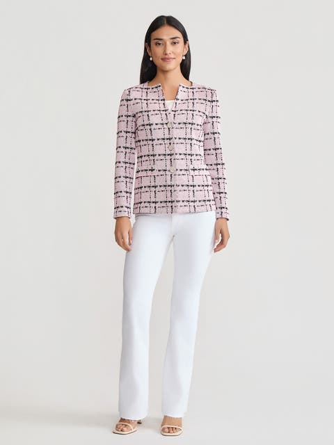 Tailored Plaid Jacquard Knit Jacket