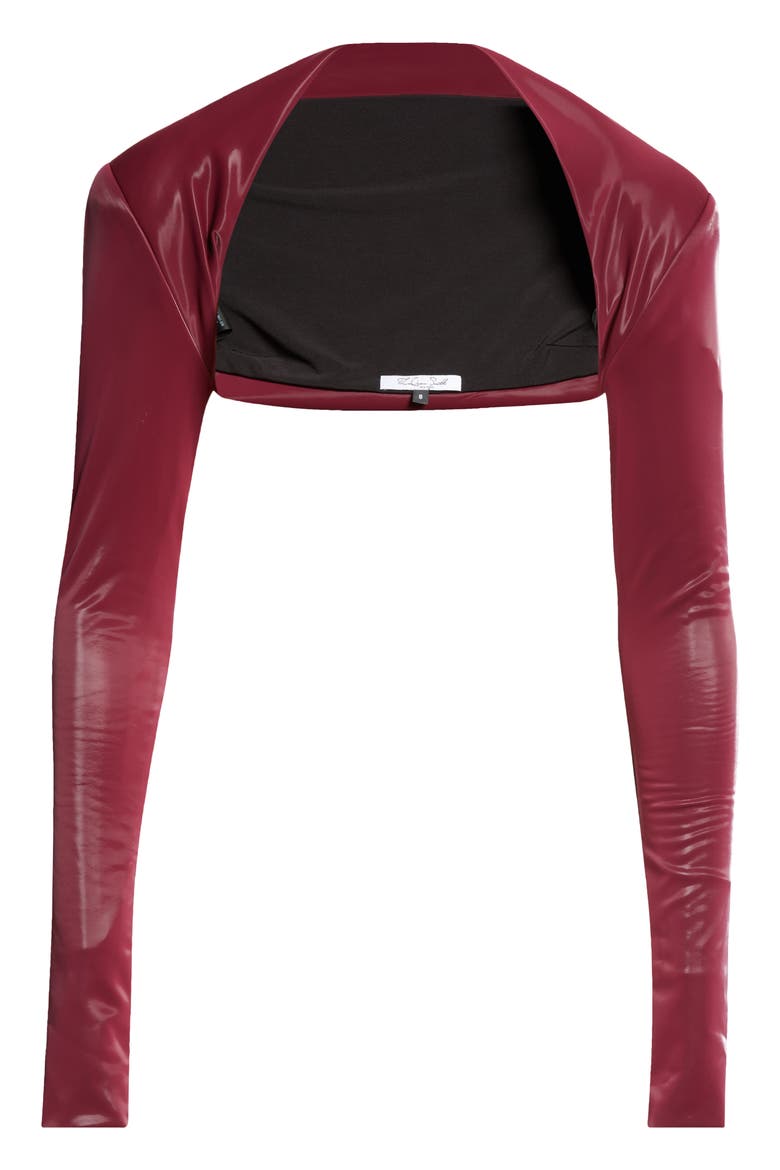 Portrait Neck Faux Leather Bolero, Alternate, color, OXBLOOD