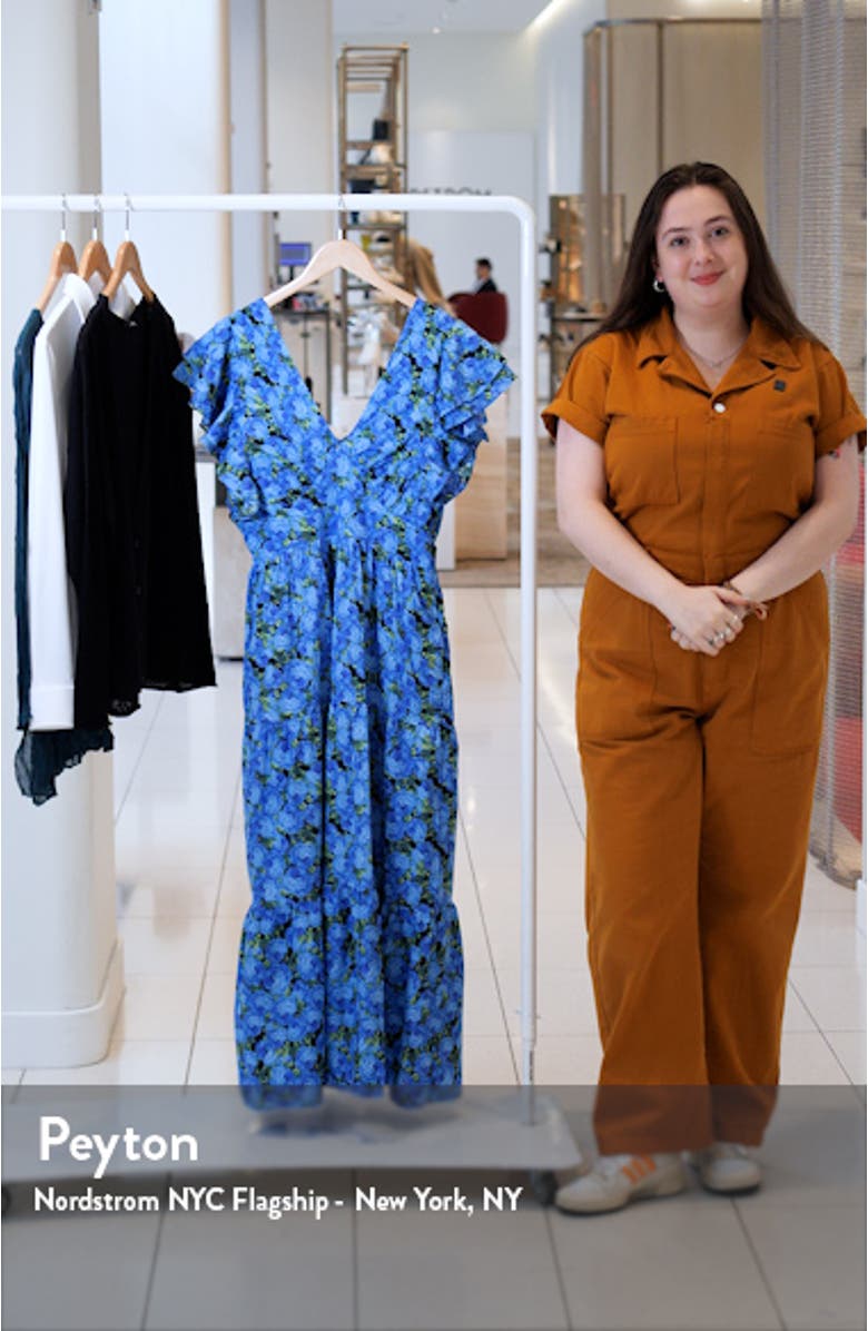 Floral Flutter Sleeve Open Back Dress, sales video thumbnail