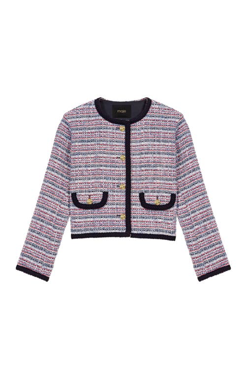 Maje Short Tweed Jacket In Gray