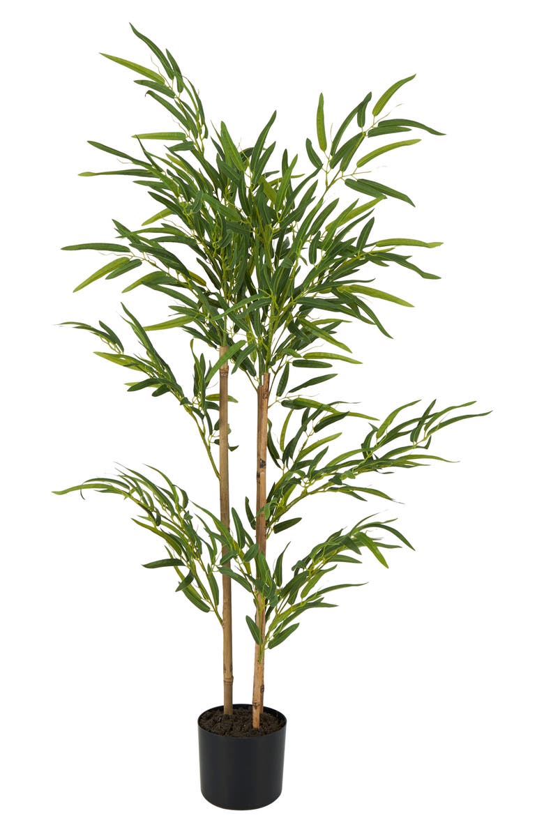 GINGER BIRCH STUDIO Green Faux Foliage Artificial Bamboo Tree in Pot, Main, color, 