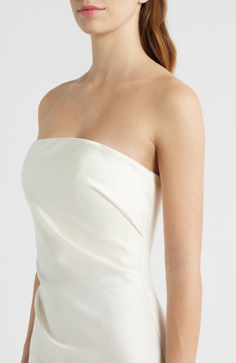 Significant Other Lucile Strapless Satin Gown with Train, Alternate, color, Bone