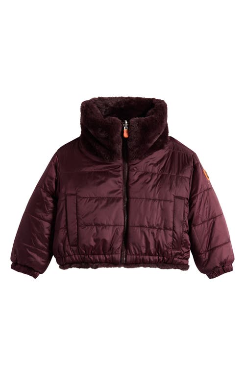 Save The Duck Ceri Reversible Faux Fur Puffer Jacket In Burgundy