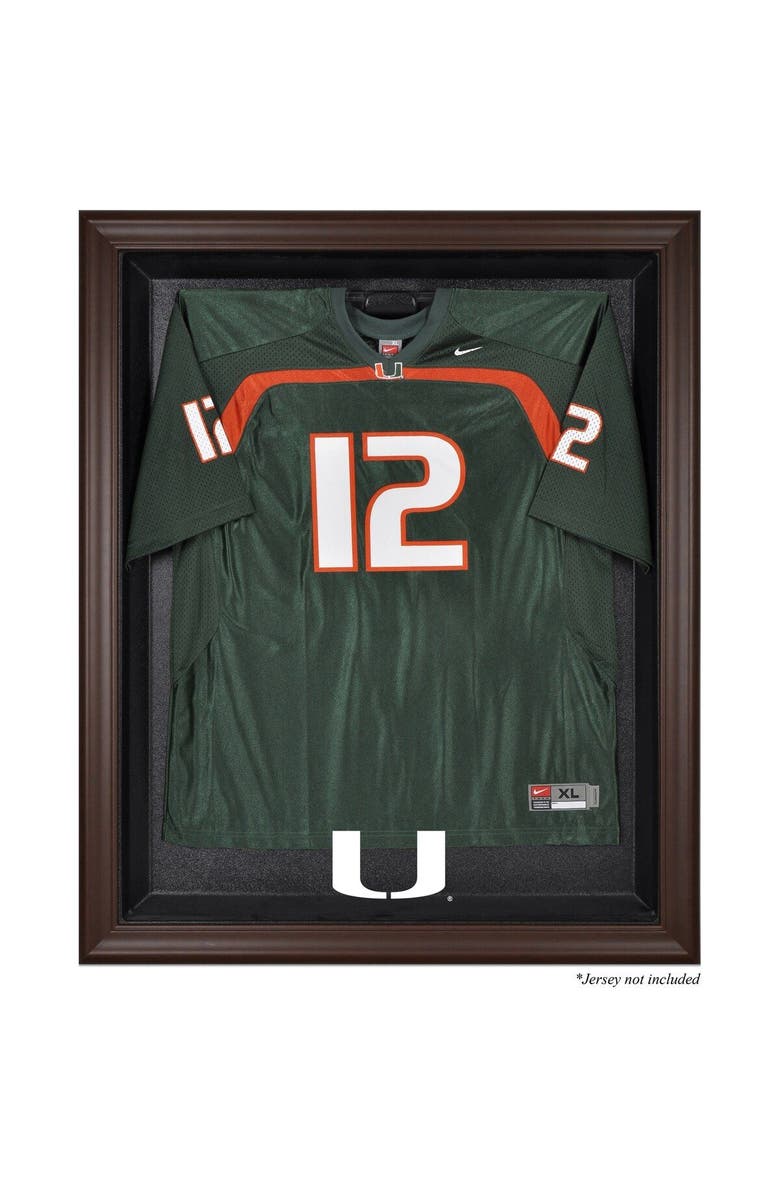 FANATICS AUTHENTIC Miami Hurricanes Brown Framed Logo Jersey Display Case, Main, color, 