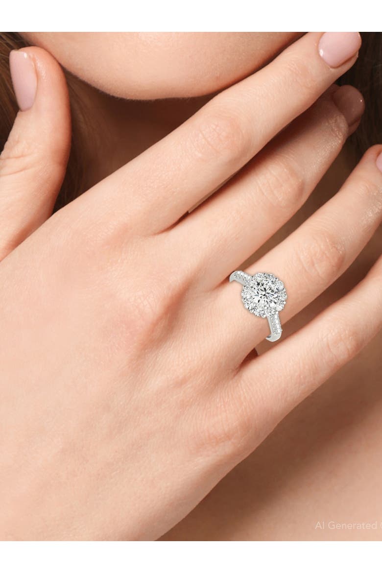 3ct Halo Diamond Engagement Wedding Ring White, Yellow, or Gold Lab Grown, Alternate, color, 14k White Gold