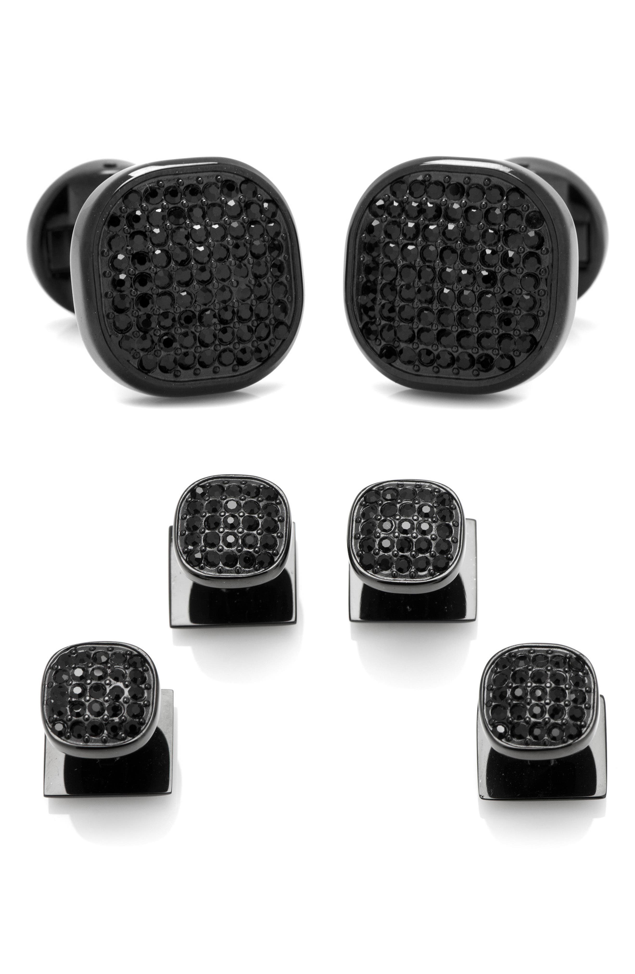 Vittorio Vico Rectangular Colored Diamond Flanked Crystal Cufflinks Cl 74xx