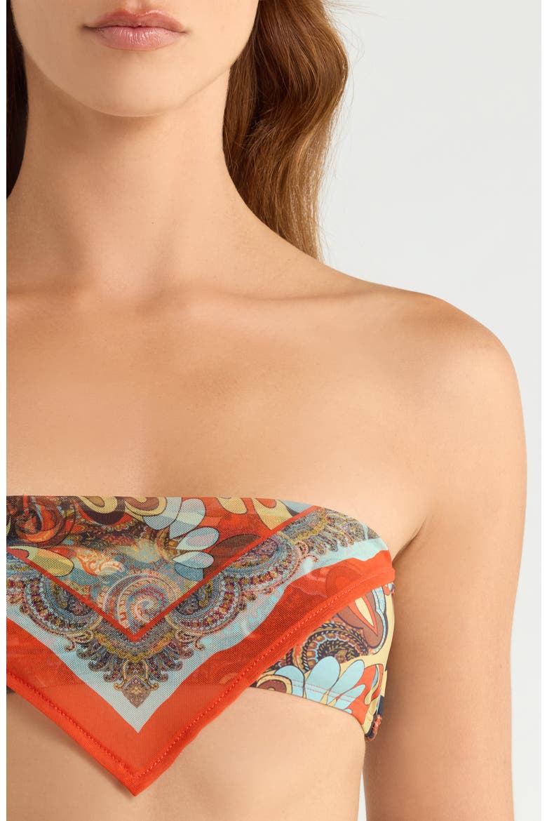 Scarf Print Bikini Top, Alternate, color, ORANGE