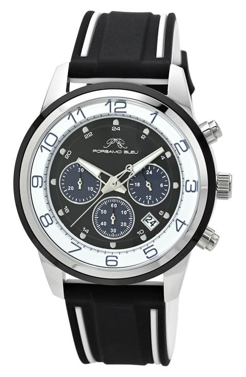 Arthur Chronograph Leather of Silicone Strap Watch, 44mm