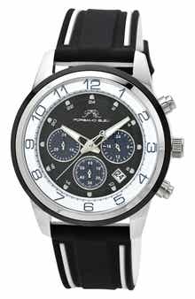 PORSAMO BLEU Arthur Chronograph Leather of Silicone Strap Watch, 44mm