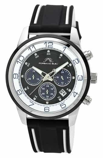 PORSAMO BLEU Arthur Chronograph Leather of Silicone Strap Watch, 44mm