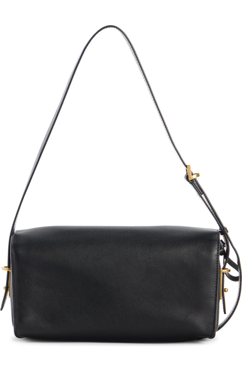 Balenciaga Medium Paris VII Leather Shoulder Bag, Alternate, color, Black/ Muscade