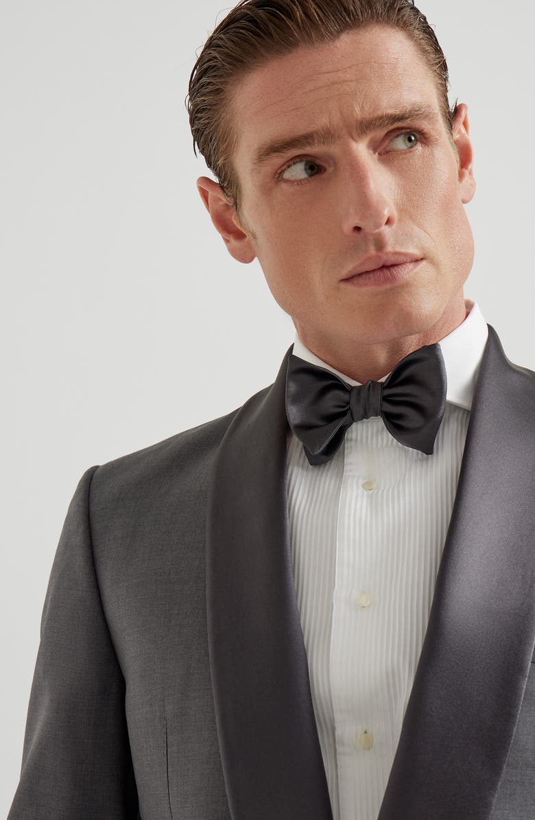 Brunello Cucinelli Satin bowtie, Alternate, color, Medium Grey