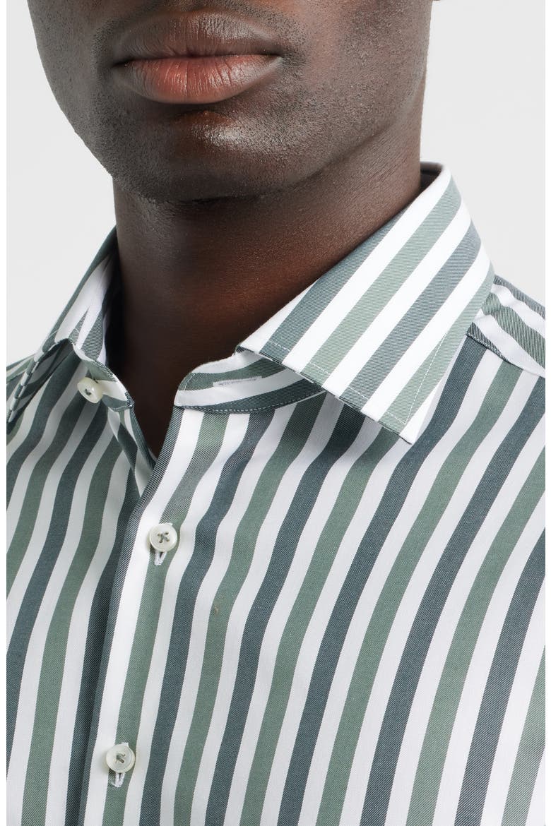 Modern Fit Stripe Non-Iron Cotton Twill Dress Shirt, Alternate, color, DARK GREEN