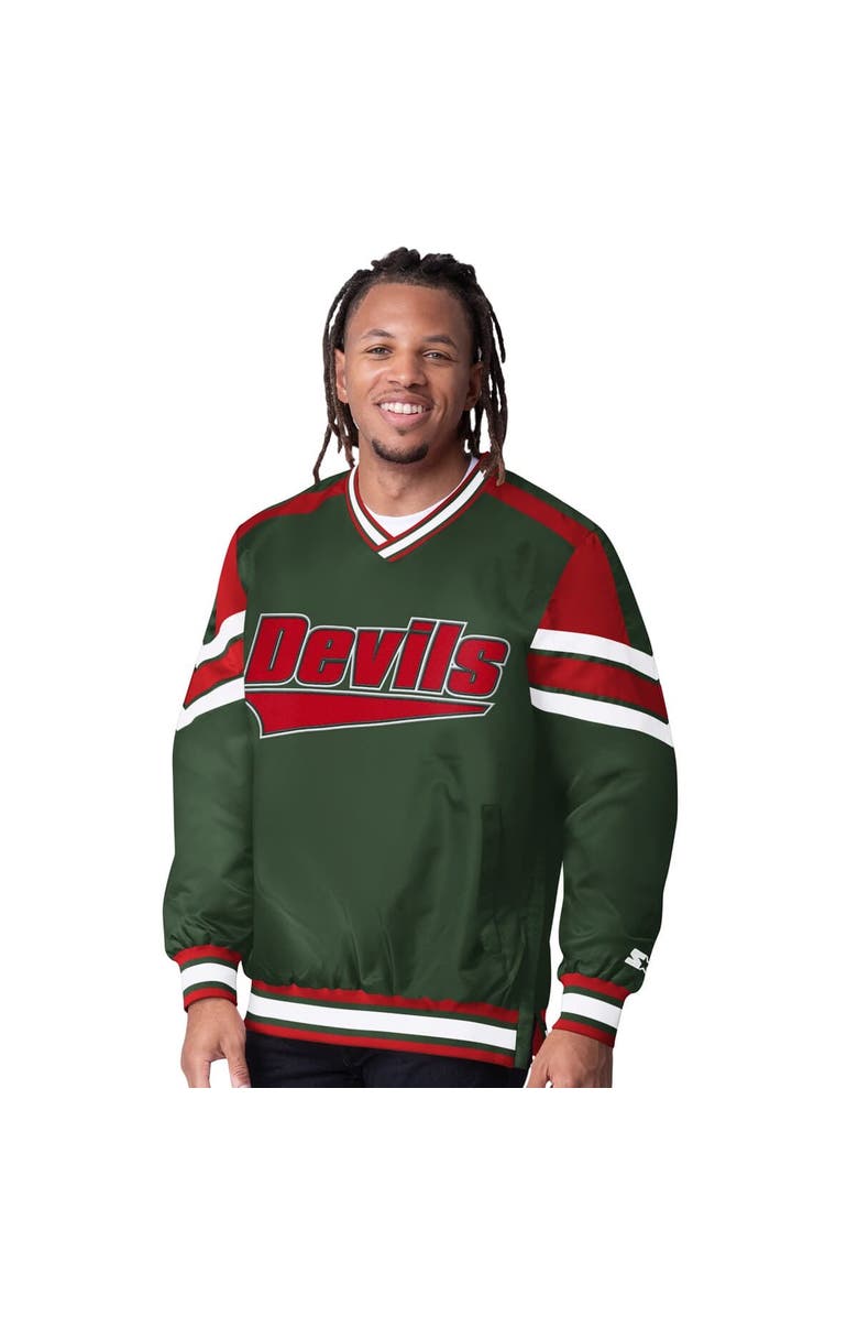 STARTER Men's Starter  Green New Jersey Devils Reliver I V-Neck Pullover Jacket, Main, color, Green