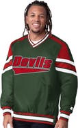 STARTER Men's Starter  Green New Jersey Devils Reliver I V-Neck Pullover Jacket