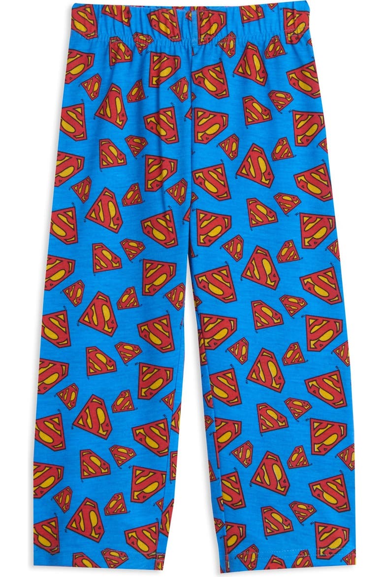 Justice League Superman 3 Piece Pajama Shirt Pants and Cape Set, Alternate, color, Superman Blue Red