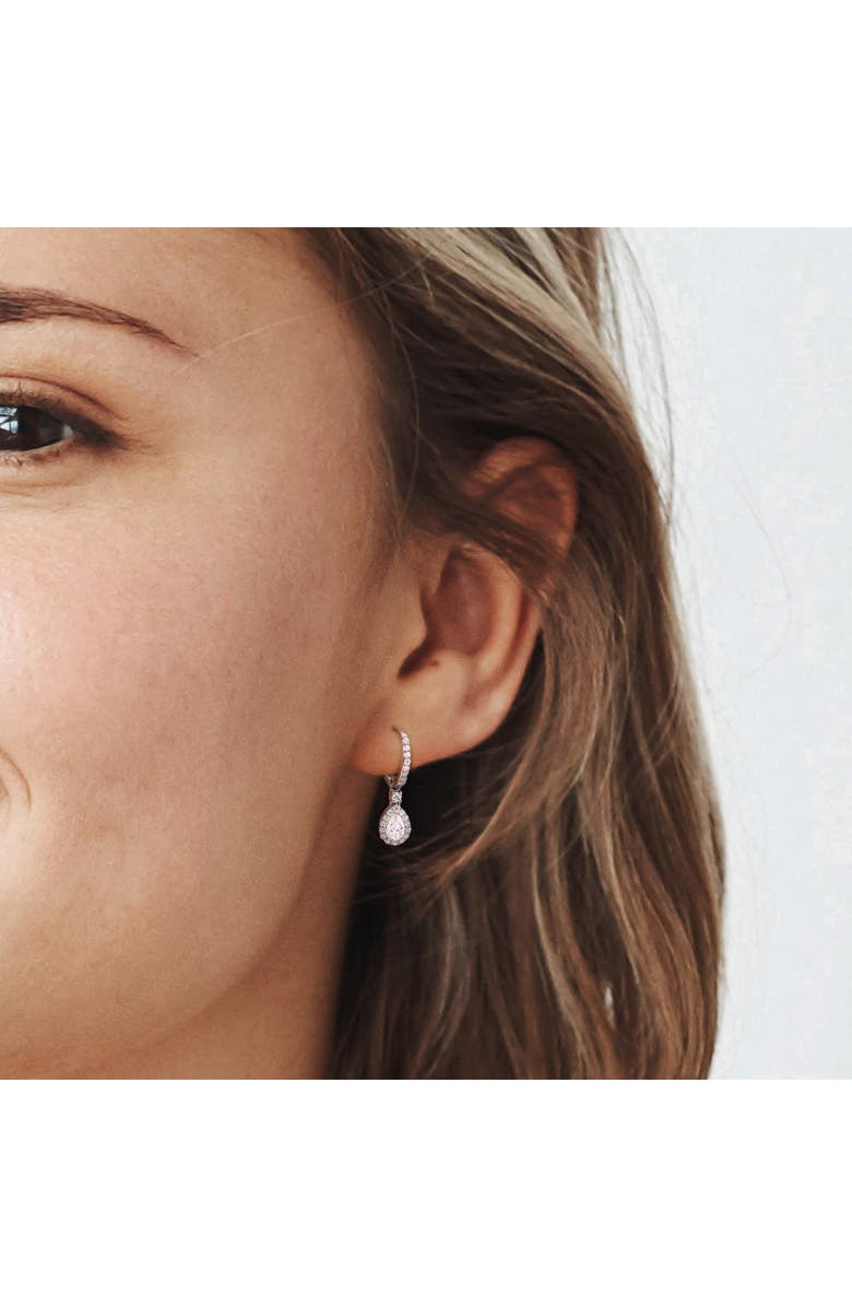 Julianna B. Moissanite Teardrop Halo Drop Earrings, Alternate, color, Sterling Silver