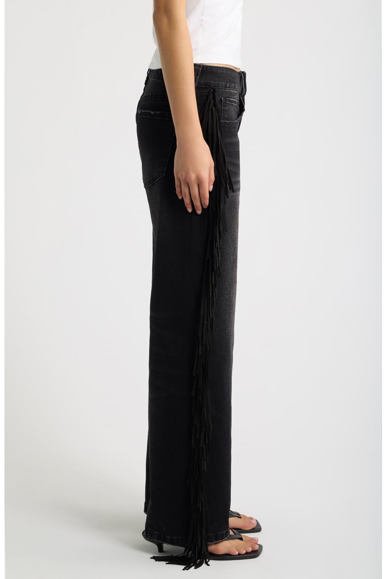 Fringe Low Rise Relaxed Straight Leg Jeans, Alternate, color, BLACK WASH