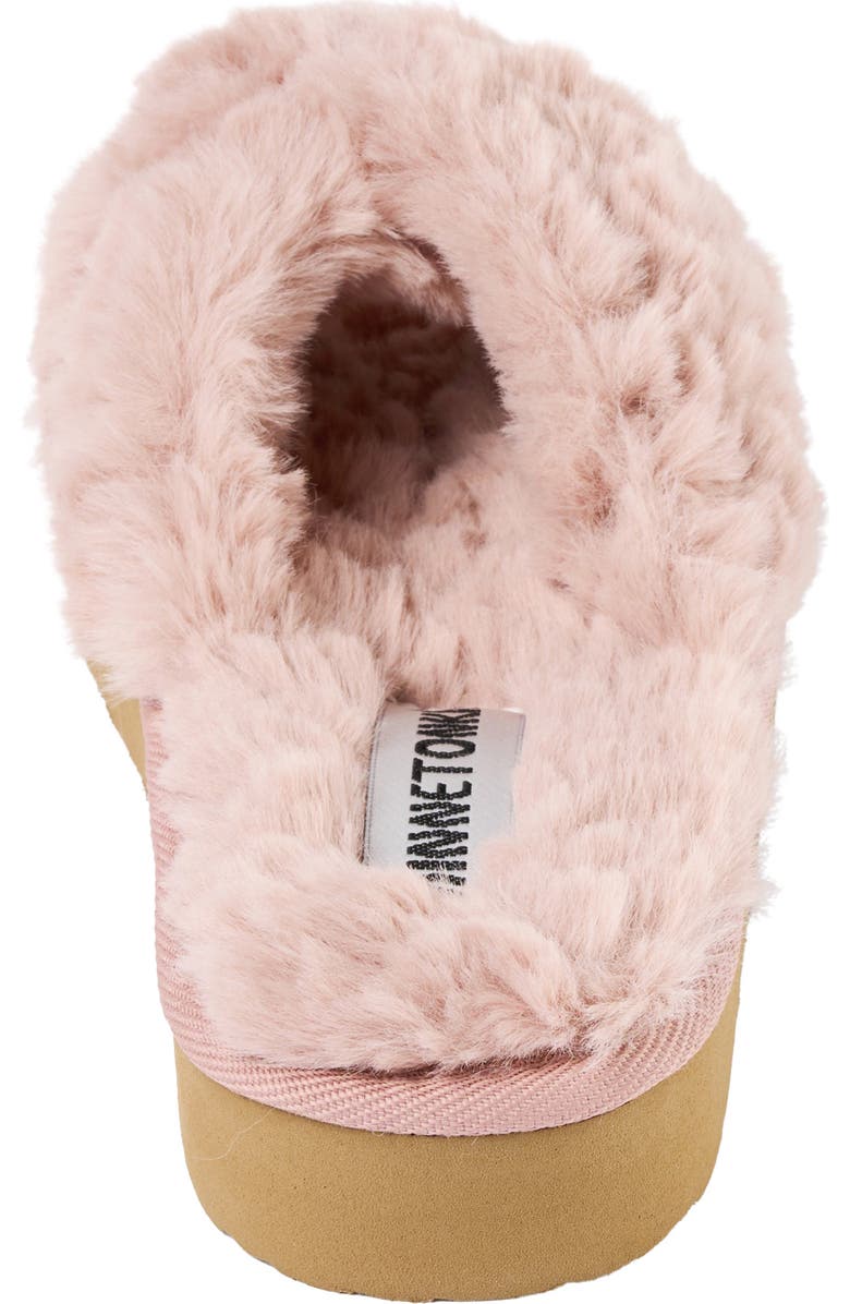 Minnetonka Teddy 3 Faux Fur Slipper, Alternate, color, Blush
