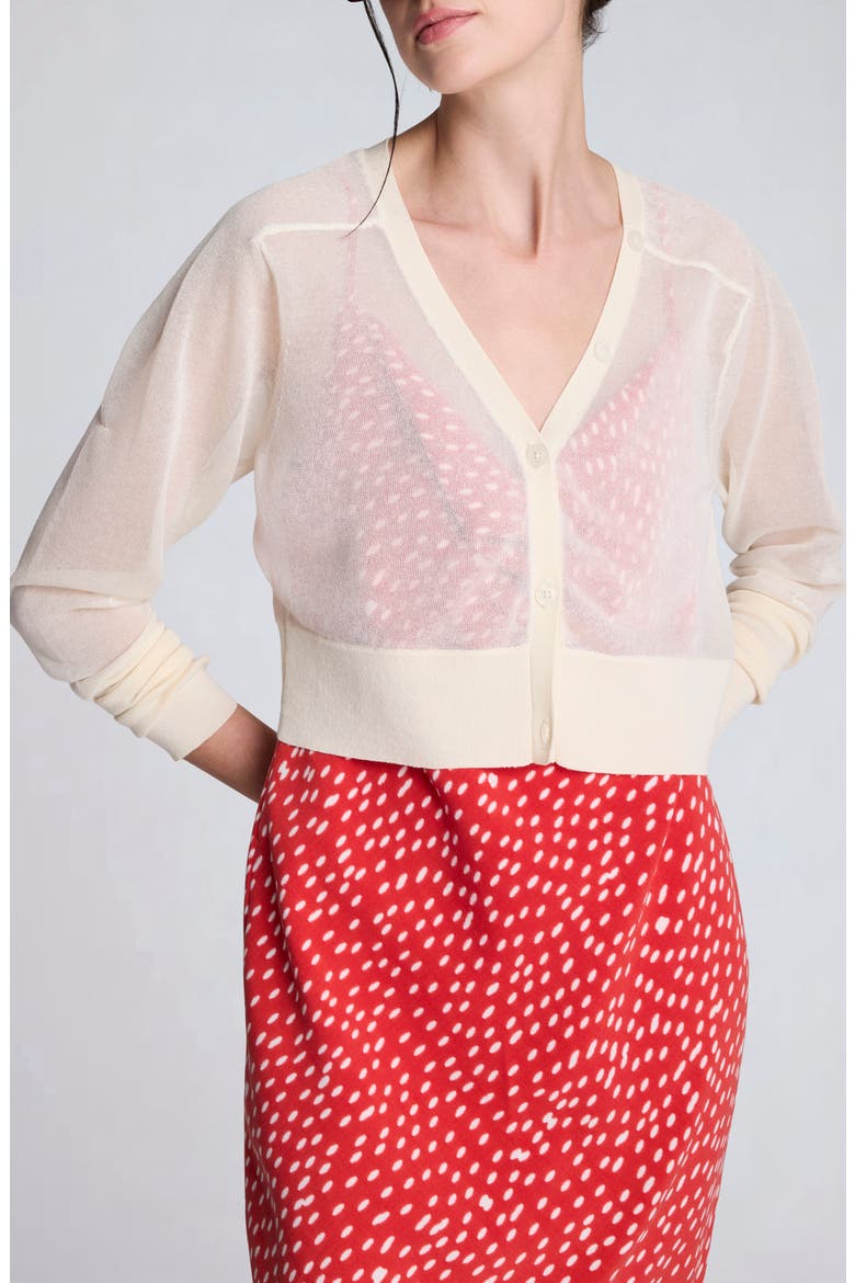 Crop Sheer Saddle Shoulder Cardigan, Main, color, OYSTER