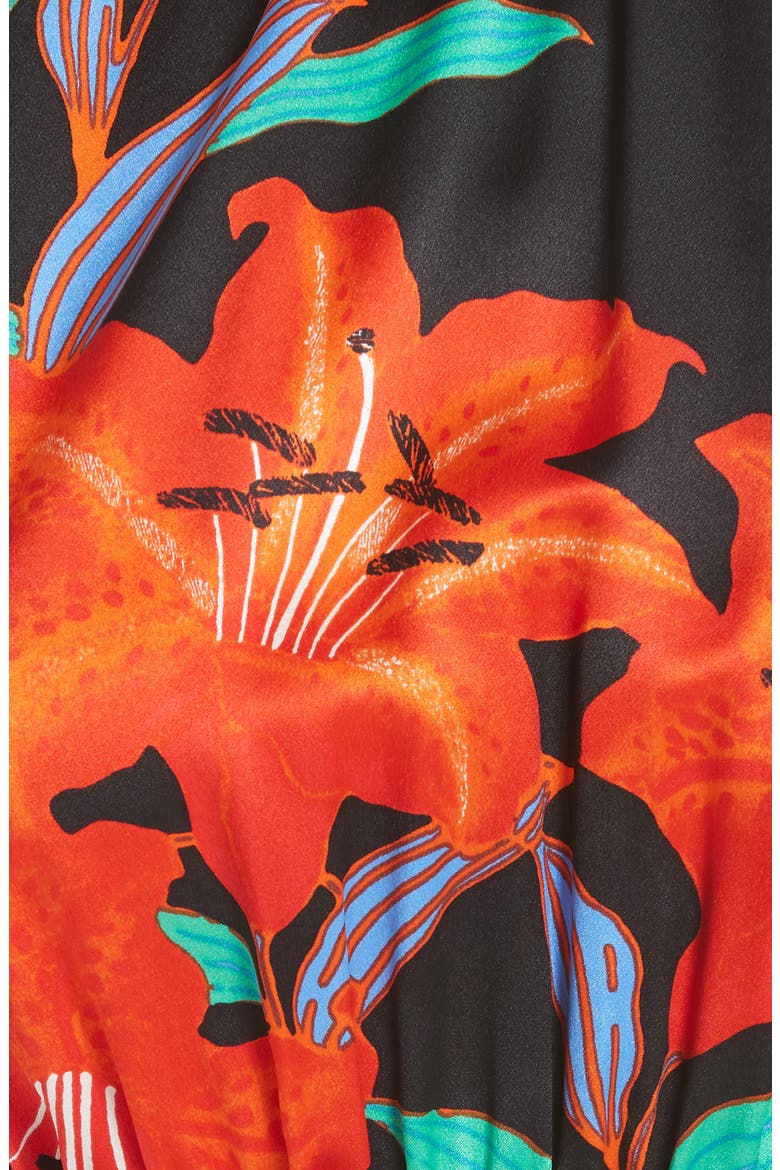 Diane von Furstenberg High Neck Open Back Silk Blouse, Alternate, color, ARGOS BLACK