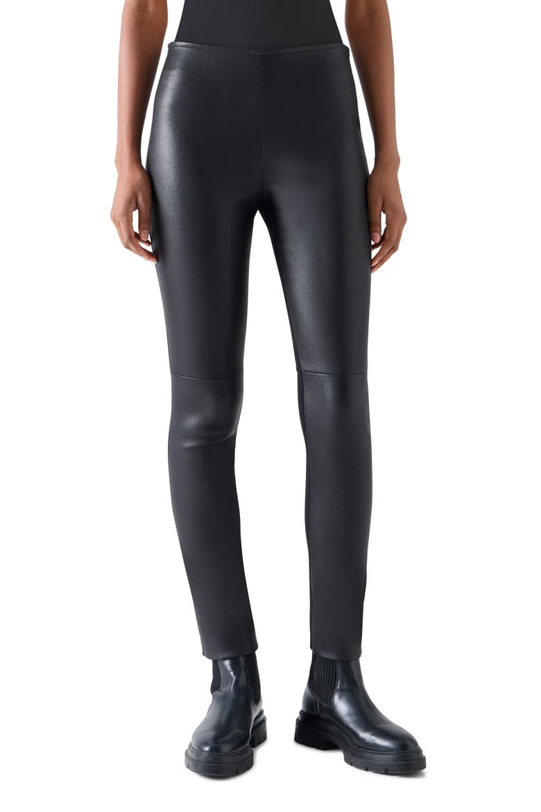 Leather Front Jersey Back Leggings, Main, color, BLACK